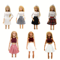 2pc Set Pleated Skirt Shirt for 11-81inch Dolls Model Party Dress Up Costumes