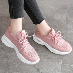 Women's Knit Sneakers Lace Up Running Shoes Soft Sole Comfort