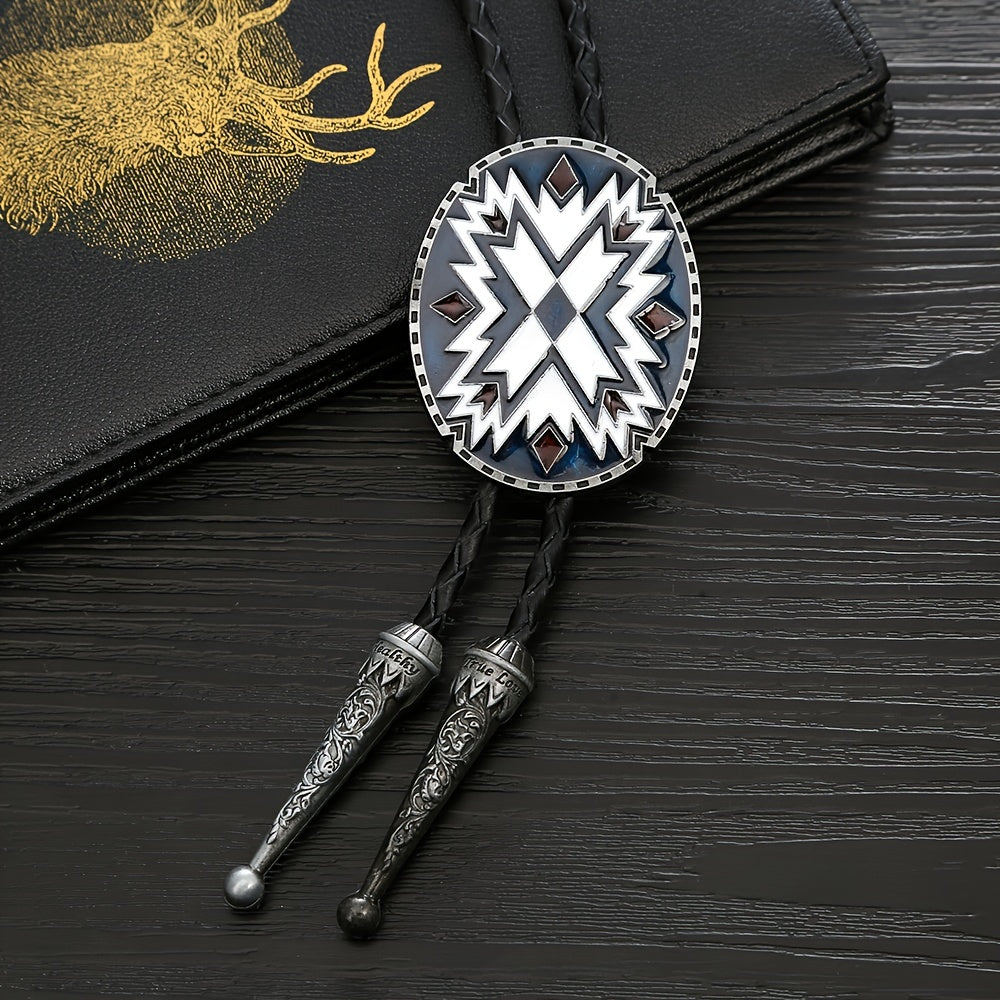 Men's Western Style Tie Necklace with Metal Accents
