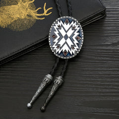 Men's Western Style Tie Necklace with Metal Accents