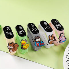 Kids Digital LED Bracelet Watches 5pcs Animal Designs TPU Strap