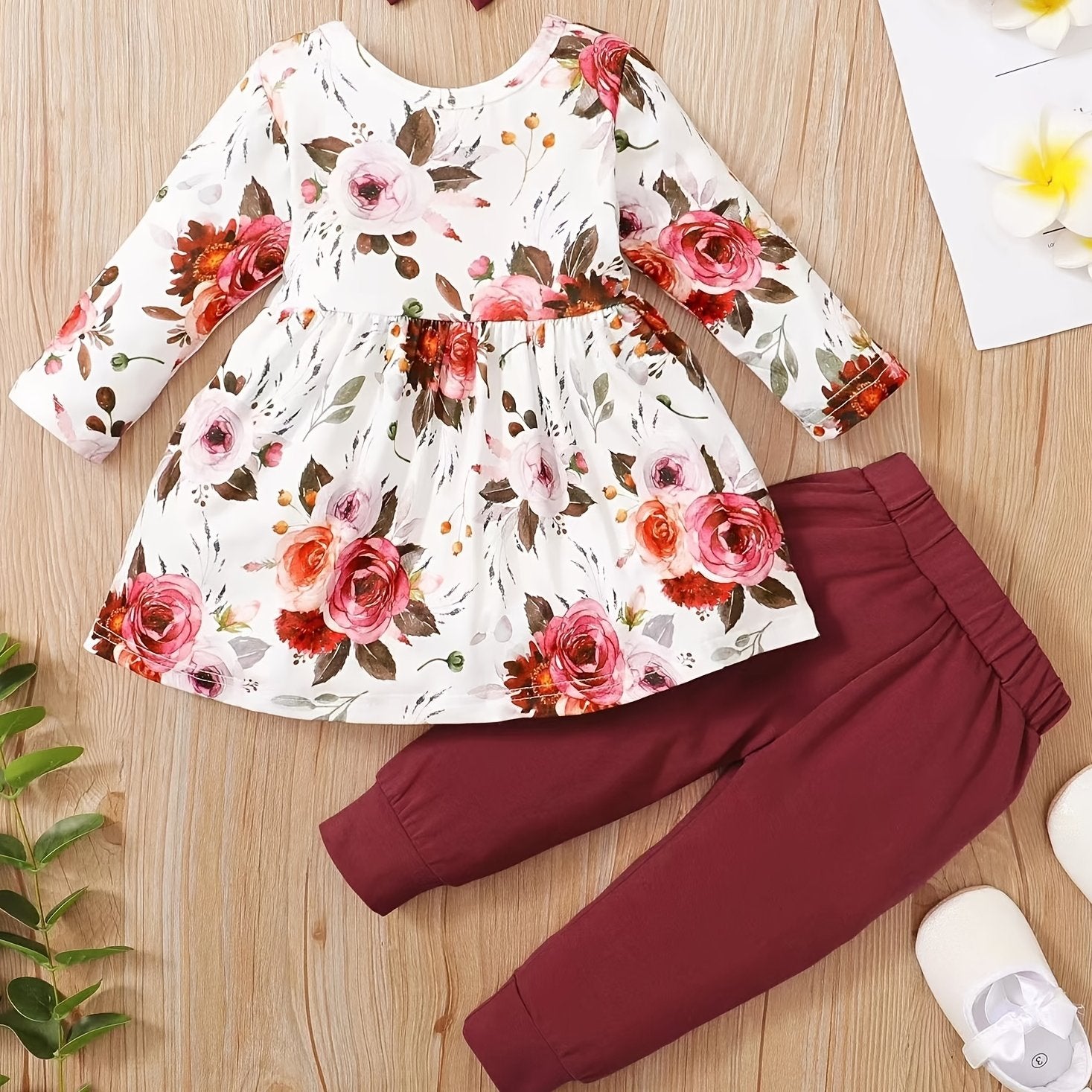 Baby Girls Floral Dress Set for Autumn/Spring