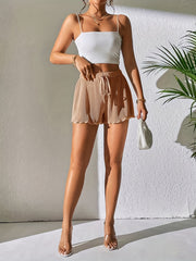 Ribbed Drawstring Casual Shorts for Women