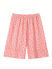 2 Pack Boho Sleepwear Set Women's Plus Floral & Fruit Print Shorts