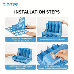 TIANSE Desktop Bookshelf File Storage Box with Pen Holder