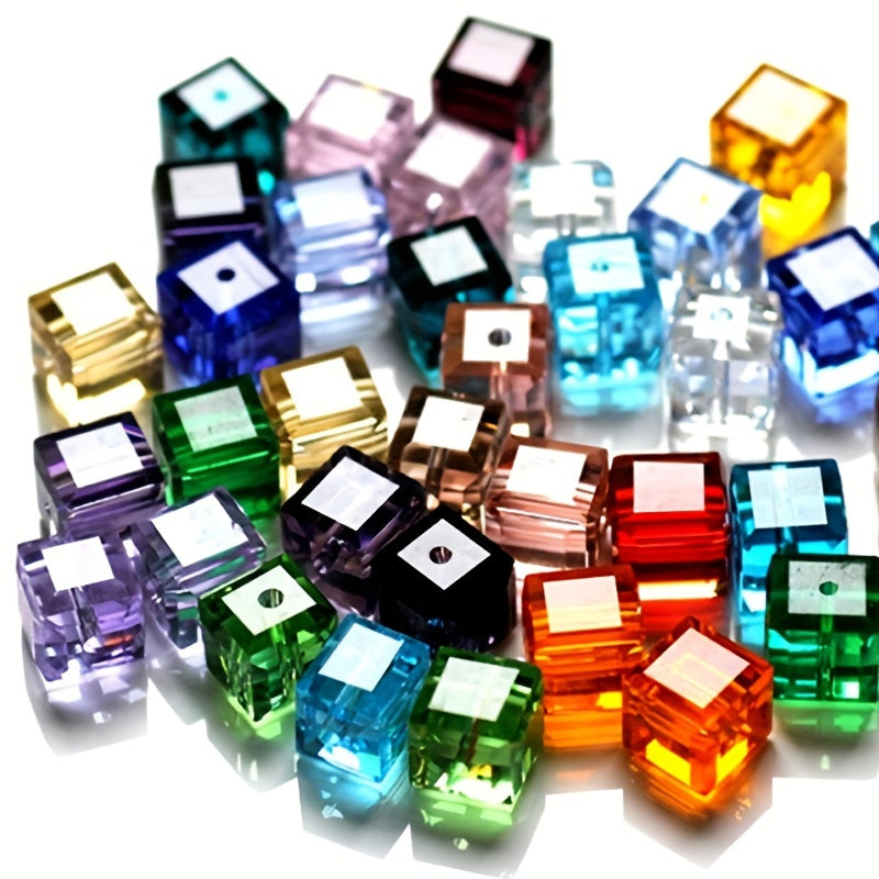 100PCS 4mm Cube Crystal Glass Loose Beads Austrian Crystal Faceted Spacer Beads