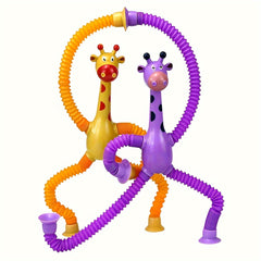 4pcs Giraffe Telescopic Suction Toys Deformed Giraffe Cartoon Telescopic Toys