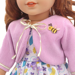 Purple Floral Doll Clothing Set for 18 Inch Dolls - Skirt and Shoes