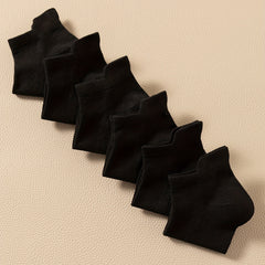 6 Pairs Solid Sports Socks Women's Low Cut Ankle Stockings