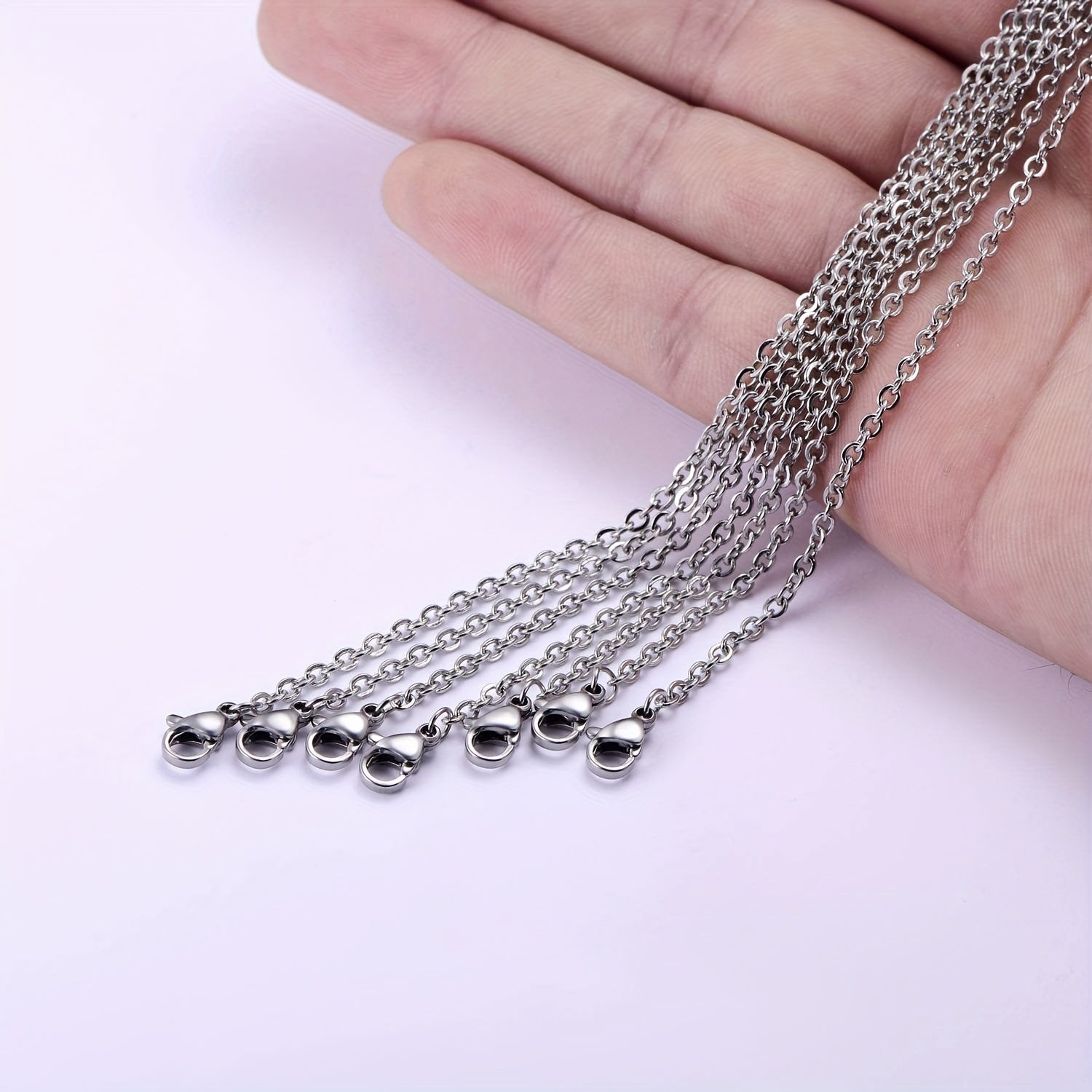 30pcs 1.5mm Stainless Steel Cross Chain Necklace with Lobster Clasp