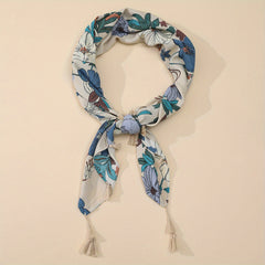 Boho Print Square Scarf Tassel Shawl Head Wrap Bandana Windproof Scarves