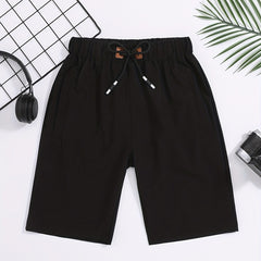 Boys Solid Shorts Elastic Waist Drawstring Quick-drying Casual Summer Outdoor