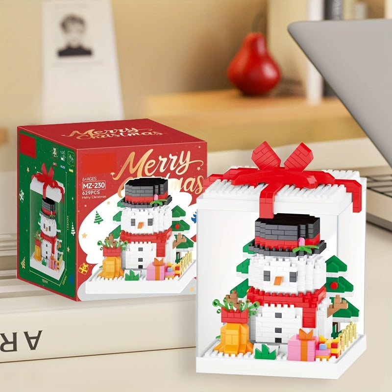 Christmas Building Blocks with Display Case Santa, Gingerbread House, Snowman