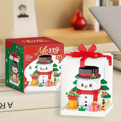 Christmas Building Blocks with Display Case Santa, Gingerbread House, Snowman