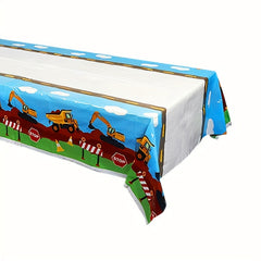 Construction Theme Birthday Party Tablecloth Waterproof