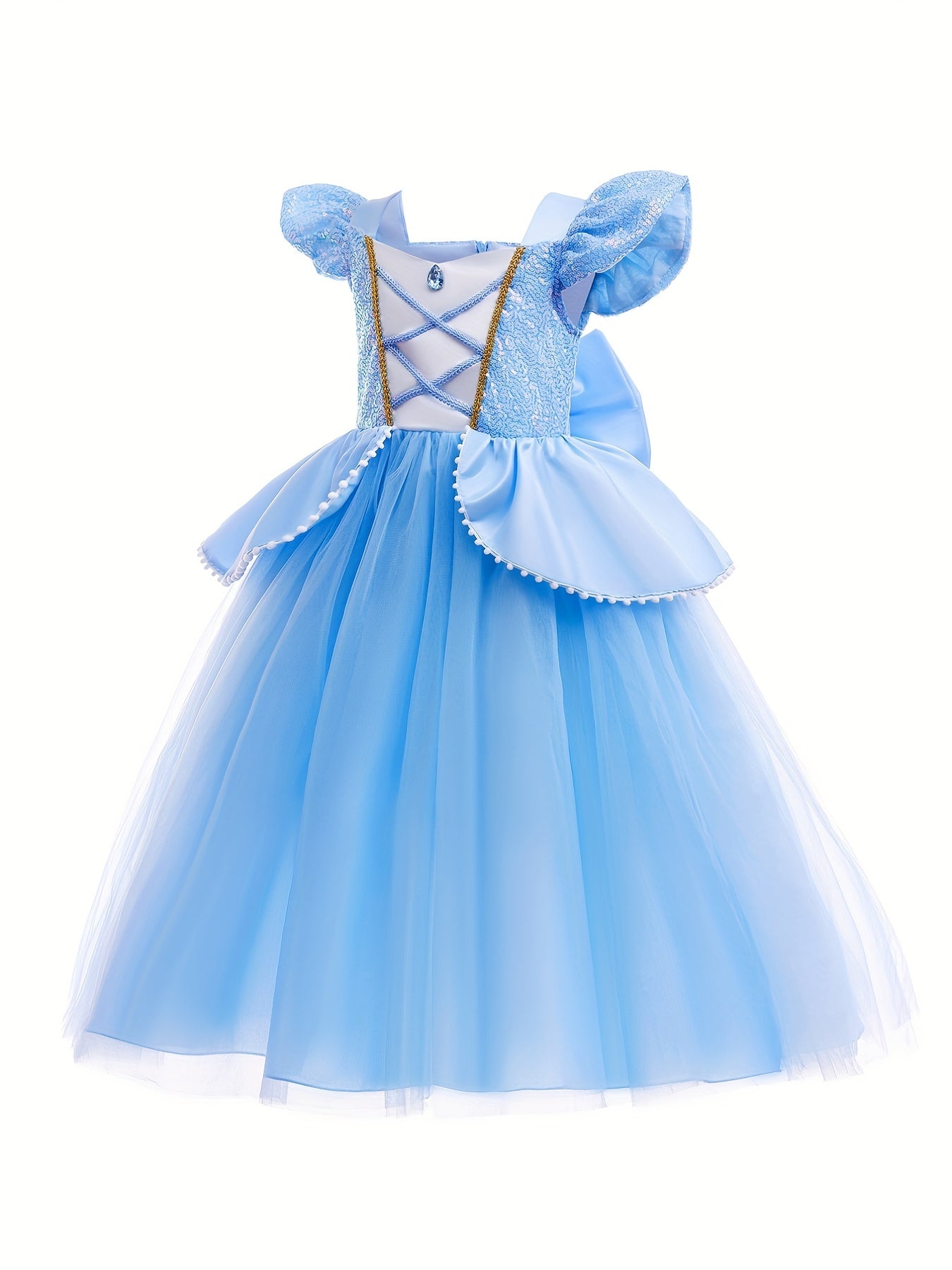 Girls Princess Costume Puff Sleeve Fancy Party Dress Up Set