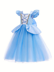 Girls Princess Costume Puff Sleeve Fancy Party Dress Up Set