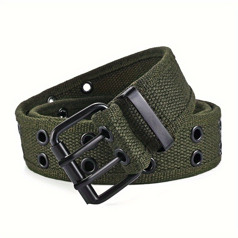Canvas Belt Double Pin Buckle Men Women Casual Jeans Belt