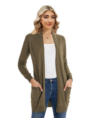 Solid Color Long Sleeve Cardigan for Women