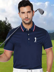 Men's Classic Polo Shirt Breathable Button Up Polo