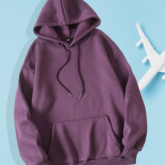 Women's Solid Sweatshirt Kangaroo Pocket Hoodie Long Sleeve