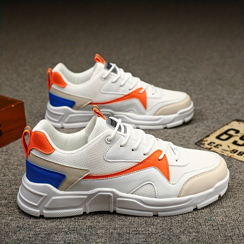 Men's Block Sneakers Wear resistant Non slip Lace Up Mesh Breathable