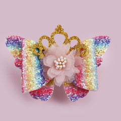 Sequin Bow Crown Hair Clip - Kids Girls Photography Props