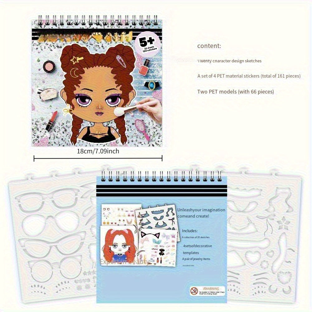 DIY Beauty Art Coloring Book for Kids with Makeup Stickers