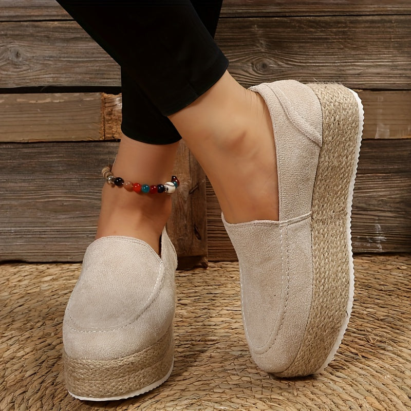 Women's Solid Platform Slip-On Espadrille Shoes Lightweight & Comfortable