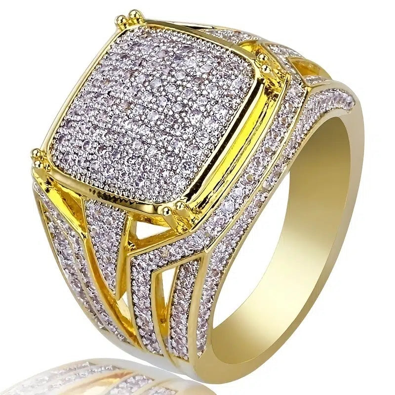 Men's Punk Rhinestone Hip Hop CZ Ring