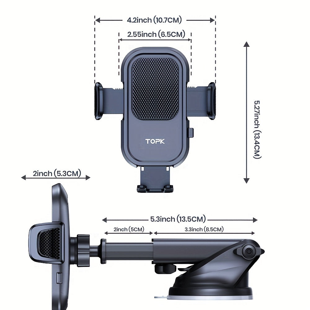 Car Phone Stand Holder TOPK Upgraded Windshield Dashboard Mount