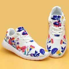 Women's Flower Pattern Mesh Running Shoes Lightweight Breathable Sneakers