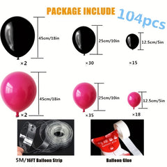 Rose Red Balloon Arch Kit 104PCS for Birthday Wedding Baby Shower