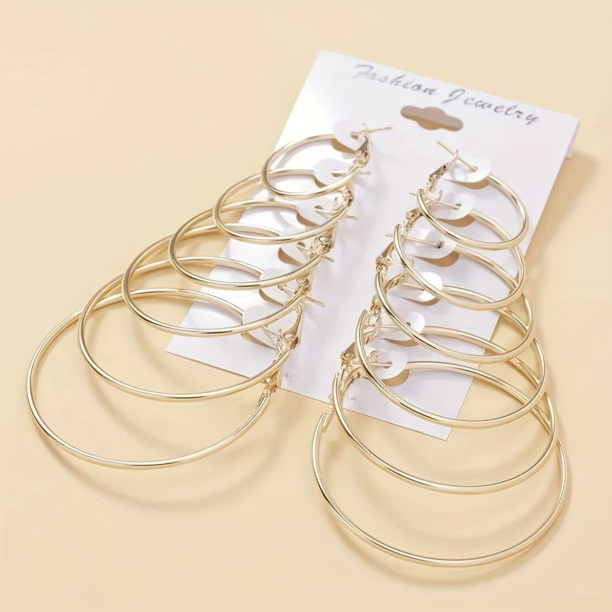 6pairs Exaggerated Hoop Earrings Set For Girls Rainbow Golden Silver