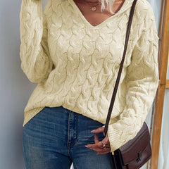Casual Jacquard Hooded Jumper Medium Stretch