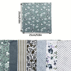 7pcs 24 24 Gray Square Fabric Bundle Sewing Patchwork Floral Dot Stripe Pattern