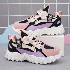 Girls' Low Top Mesh Sneakers Hook And Loop Fastener Lightweight Anti Slip Shoes