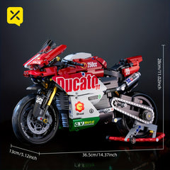 1:10 Red Motorcycle Building Blocks Set - Educational Fun