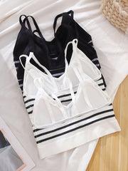 4pc Striped Wireless Bras Comfy & Breathable Intimates Bra Women's Lingerie