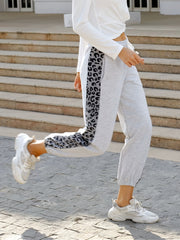 Leopard Print Jogger Sweatpants with Pockets