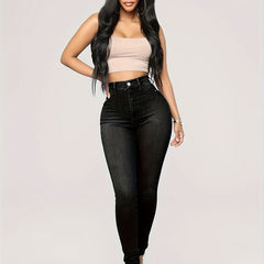 High Waist Skinny Jeans High Rise Slim Fit Denim Pants