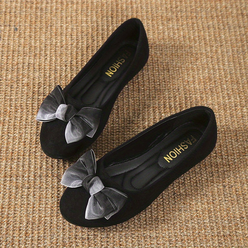 Women's Bowknot Flat Shoes Slip On Soft Sole Shoes Dress Ballet Flats
