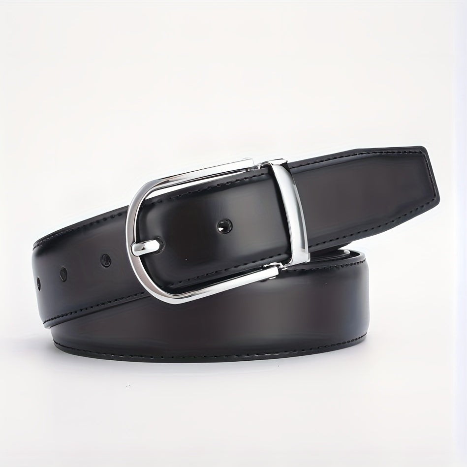 Men's Leather Belt Pin Buckle 3 Wide Suits Jeans Casual Gentlemen