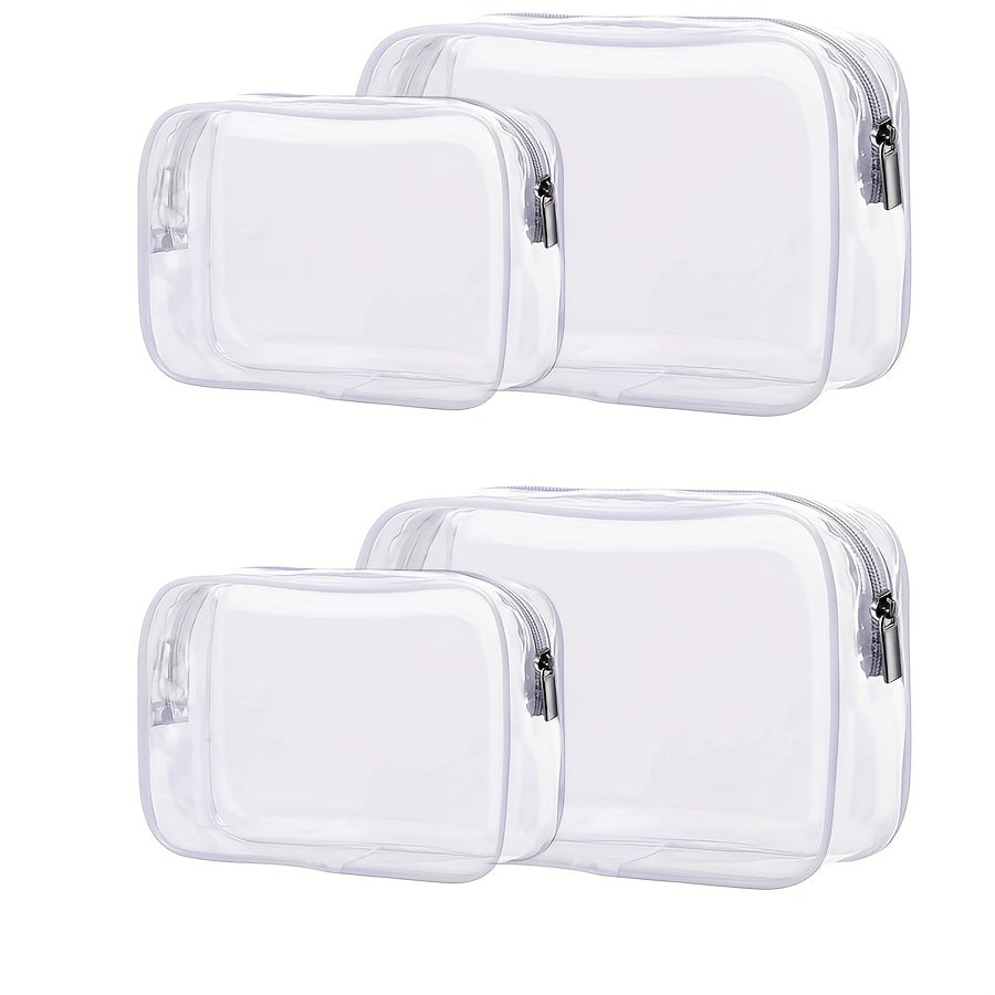 4pcs Clear Travel Toiletry Bags - Waterproof Makeup Organizers