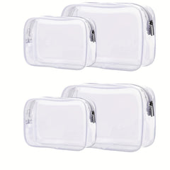 4pcs Clear Travel Toiletry Bags - Waterproof Makeup Organizers