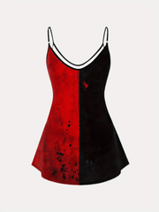 Goth Outfits 2PC Set Wings Print V-Neck Cami Top & Leggings