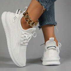 Women's Breathable Woven Sneakers Casual Lace Up Outdoor Shoes