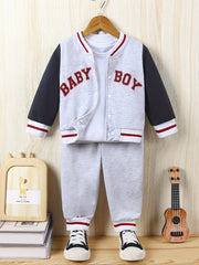 Baby Boy Print Outfit Buckle Jacket & Pants Suit Daily Wear