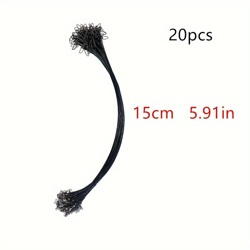 20pcs Stainless Steel Wire Fishing Guide Line With Swivel Snaps Tackle