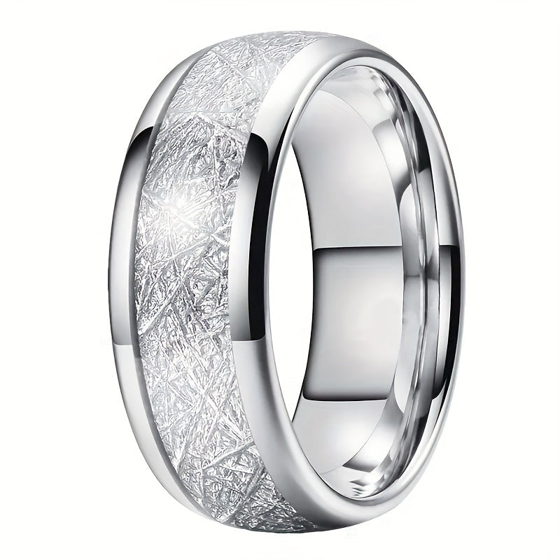 Classic Silver Stainless Steel Matching Ring With Sapphire Zircon Size 5-11